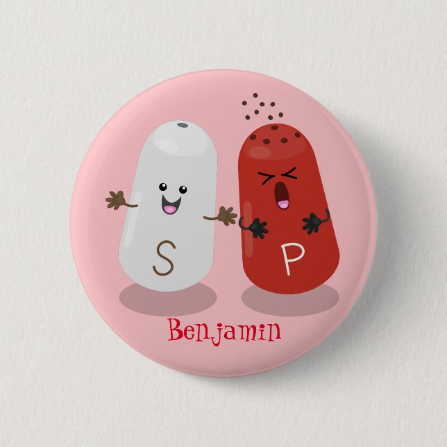 Bóton Redondo 5.08cm Sal kawaii e cartografia dos pimentões (Frente)