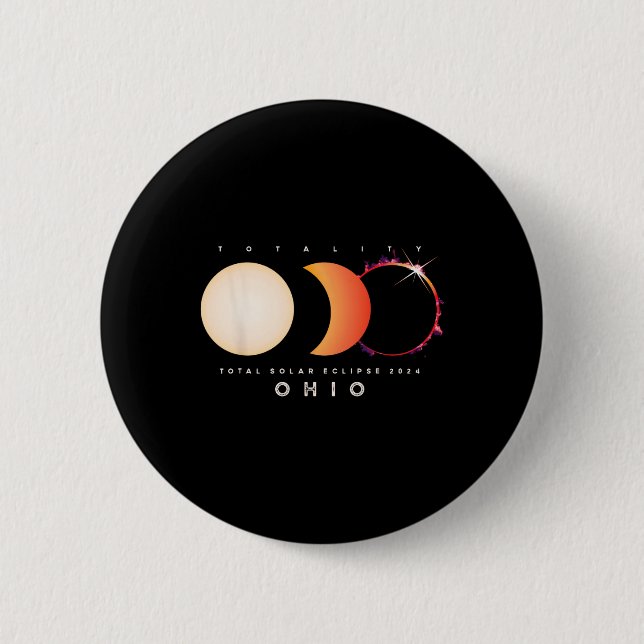 Bóton Redondo 5.08cm Salar Eclipse 2024 Ohio - Total Eclipse America Gr (Frente)
