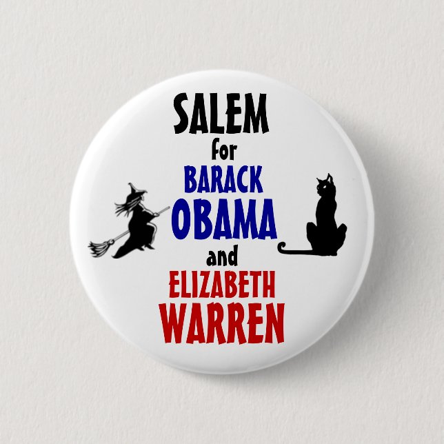 Bóton Redondo 5.08cm Salem para Obama e Warren 2012 (Frente)