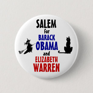 Bóton Redondo 5.08cm Salem para Obama e Warren 2012
