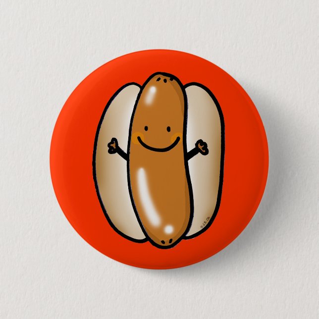 Bóton Redondo 5.08cm salsicha do cachorro quente dos desenhos animados (Frente)