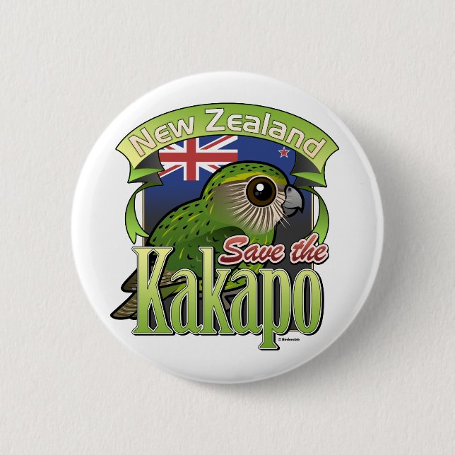 Bóton Redondo 5.08cm Salvar o Kakapo de Nova Zelândia (Frente)