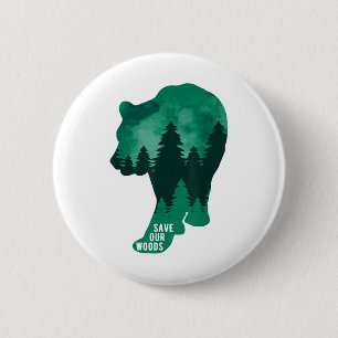 Bóton Redondo 5.08cm Salve nossa floresta Proteção ambiental Ursa Natur
