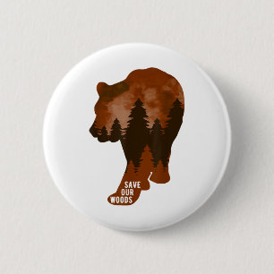 Bóton Redondo 5.08cm Salve o nosso Urso de Proteção Ambiental das Flore