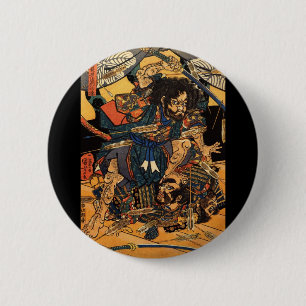 Bóton Redondo 5.08cm Samurai no combate, cerca de 1800's