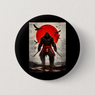 Bóton Redondo 5.08cm Samurai Pé Grande Arte Gráfica Vintage Japonesa En