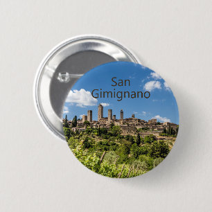 Bóton Redondo 5.08cm San Gimignano Toscânia Itália Panorama Souvenir
