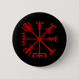 Bóton Redondo 5.08cm Sangue Red Vegvísir (Viking Compass)