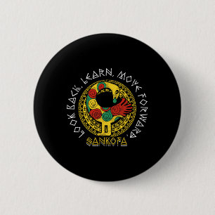 Bóton Redondo 5.08cm Sankofa Black History Month Adinkra Ghana