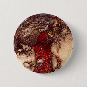 Bóton Redondo 5.08cm Santa Claus Arthur Rackham