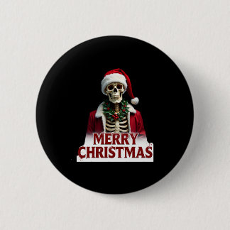 Bóton Redondo 5.08cm Santa Claus Skeleton Outfit Skull Funny Christmas