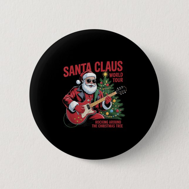 Bóton Redondo 5.08cm Santa Claus World Tour Rocking Around The Christma (Frente)