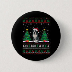 Bóton Redondo 5.08cm Santa Hat Bernard Dog Árvore de Natal Luzes Feias