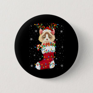 Bóton Redondo 5.08cm Santa Hat Ragdoll Cat Animal Na Meias Xmas Tree Li