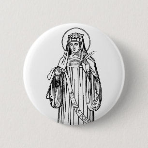 Bóton Redondo 5.08cm Santa Hildegarda de Bingen Mística Medieval