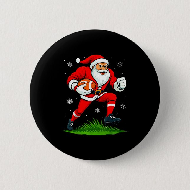 Bóton Redondo 5.08cm Santa Playing Football Xmas Funny Christmas Footba (Frente)