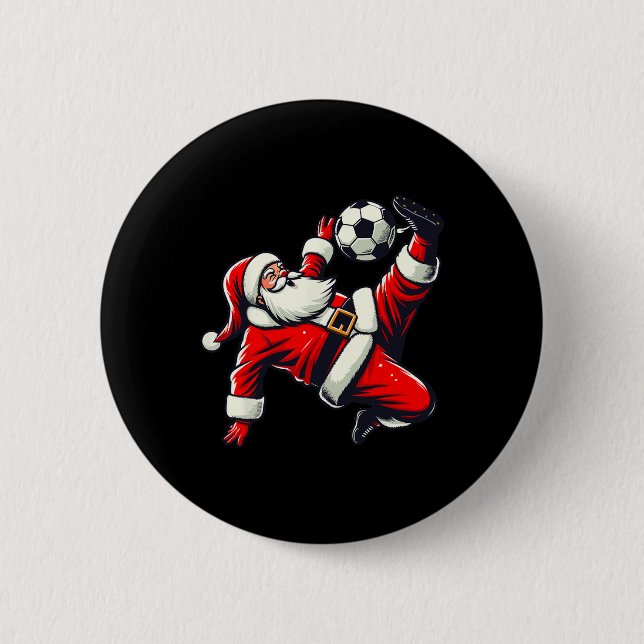 Bóton Redondo 5.08cm Santa Plays Soccer Bicycle Kick, Christmas Women M (Frente)