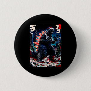 Bóton Redondo 5.08cm Santazilla Monstro Japonês Kaiju Dinossauro Natal