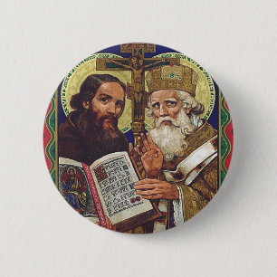 Bóton Redondo 5.08cm Santos Cyril e Metodius Patrons da Europa