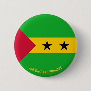 Bóton Redondo 5.08cm São Tomé e Príncipe Sinalizador charcado Patriótic
