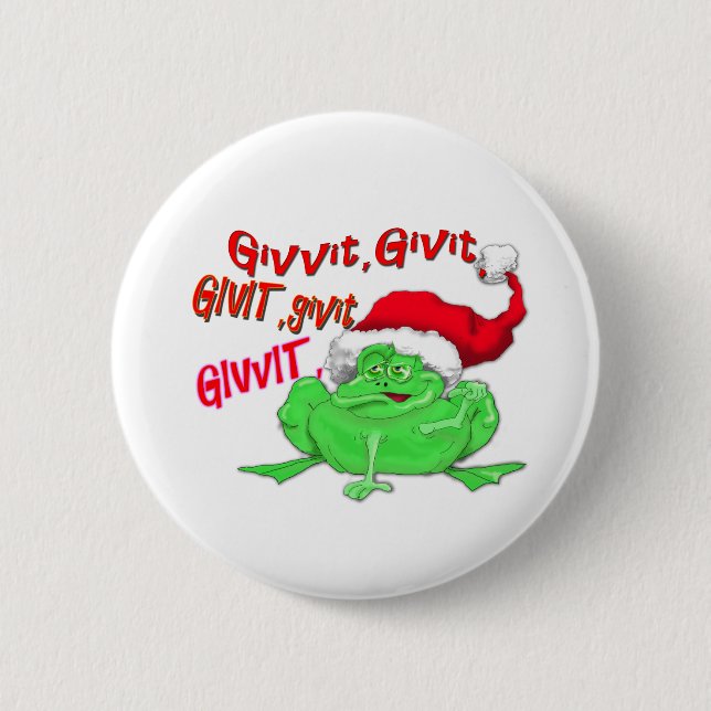 Bóton Redondo 5.08cm Sapo com sapo santa hat givit givit (Frente)