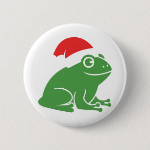 Bóton Redondo 5.08cm Sapo de Natal com Feriado Minimalista de Santa Hat