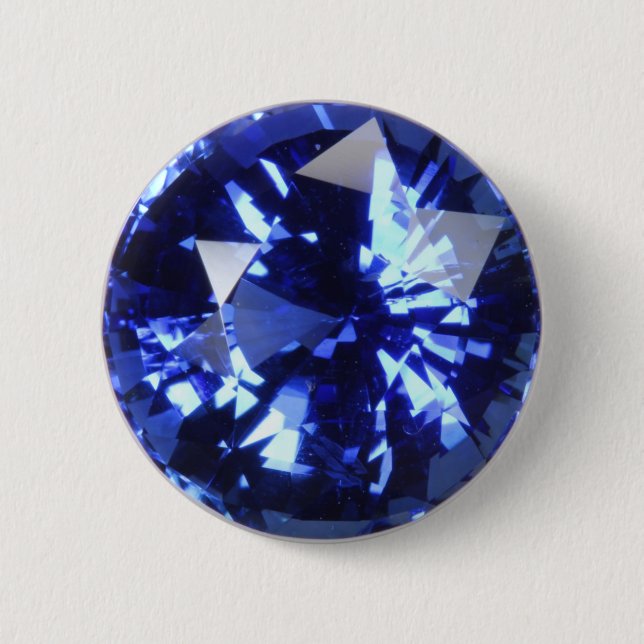 Bóton Redondo 5.08cm Sapphire Dark Blue Gemstone setembro Birthstone (Frente)