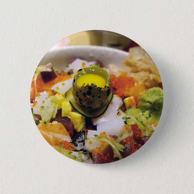 Bóton Redondo 5.08cm Sashimi Salmon Tuna Fish Caviar Japonês (Frente)