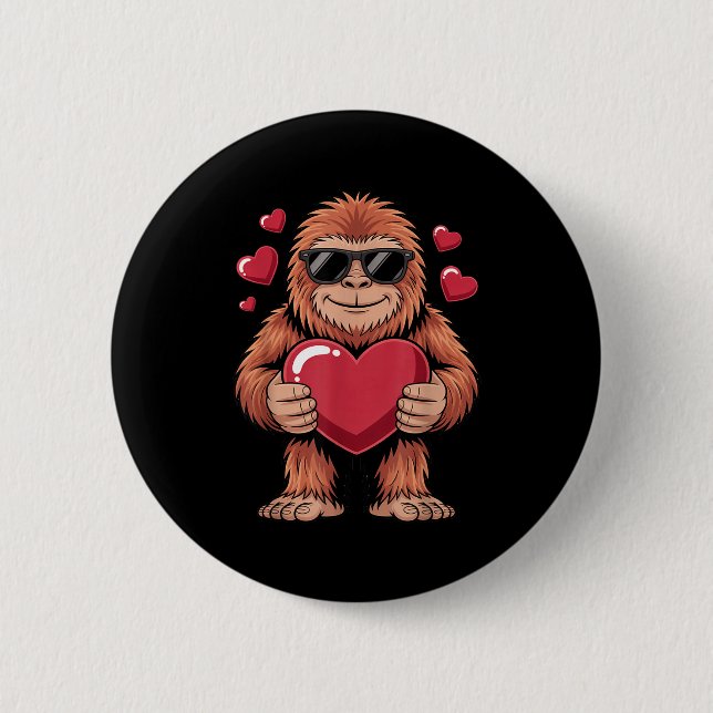 Bóton Redondo 5.08cm Sasquatch Valentine's Day - Bigfoot Heart Sungles  (Frente)