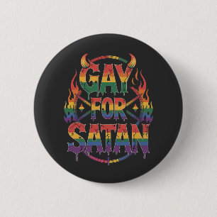 Bóton Redondo 5.08cm Satã de granizo Arco-Íris Baphomet Diabo Goat LGBT