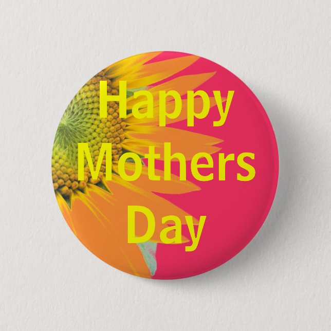Bóton Redondo 5.08cm saudação de dia de as mães (Frente)