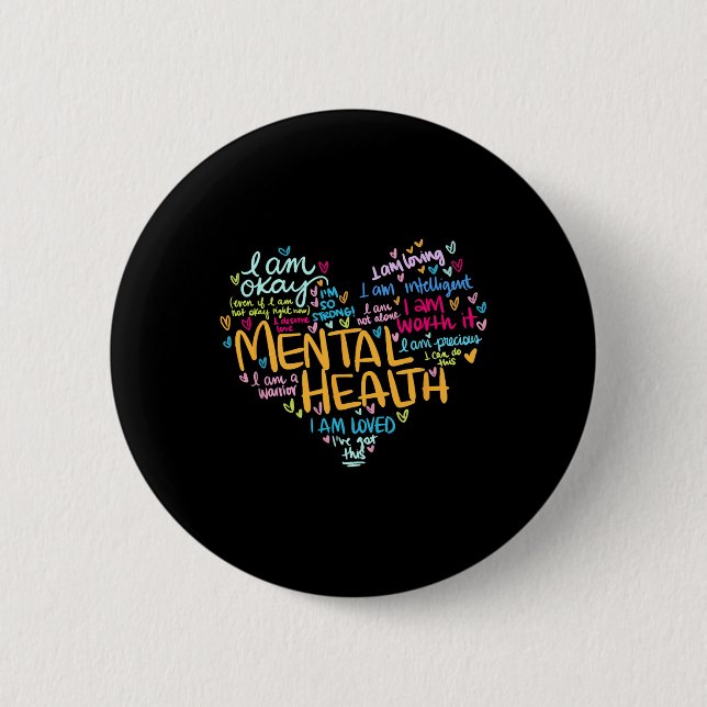 Bóton Redondo 5.08cm Saúde Mental Consciência Depressão Pullover Coraçã (Frente)