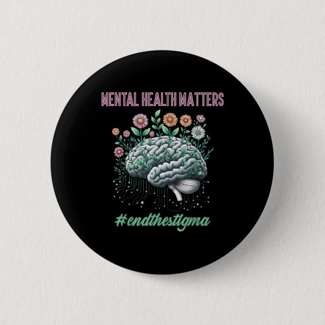 Bóton Redondo 5.08cm Saúde Mental E Consciência Da Doença Cerebral Huma (Frente)