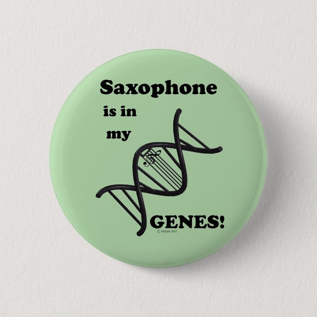 Bóton Redondo 5.08cm Saxofone Está Em Meus Genes (Frente)