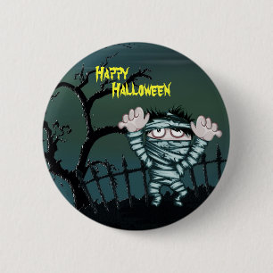 Bóton Redondo 5.08cm Scary Mummy Happy Halloween