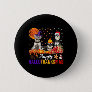 Bóton Redondo 5.08cm Schnauzer Hallothanksmas Halloween Dia de Ação de