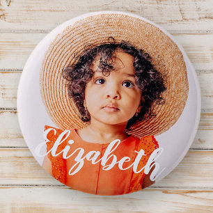 Bóton Redondo 5.08cm Script simples moderno adicione seu nome e foto