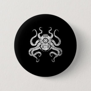 Bóton Redondo 5.08cm Scuba Diver Ocean Animal Aquarist Gift Kraken Octo