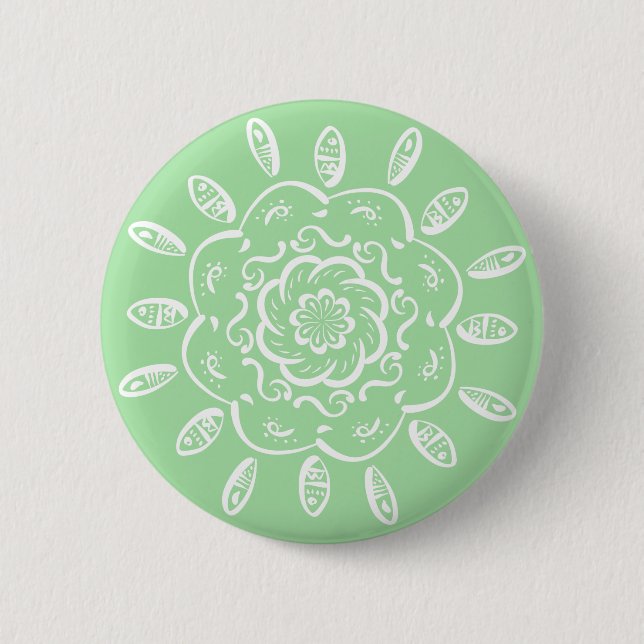 Bóton Redondo 5.08cm Seafoam Mandala (Frente)
