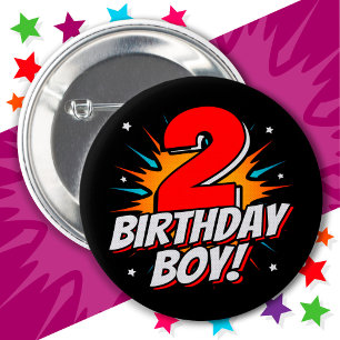 Bóton Redondo 5.08cm segundo aniversário de Aniversário do Super Herói