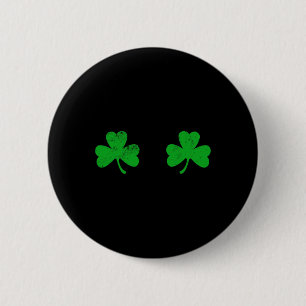 Bóton Redondo 5.08cm Seio de Shamrock Irlandês S Seios Dia de São Patrí
