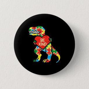 Bóton Redondo 5.08cm Seja Bondoso Quebra-Cabeça Coração Trex Dinossauro