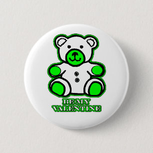 Bóton Redondo 5.08cm Seja O Meu Urso Namorados Branco Verde O MUSEU Zaz