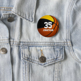 Bóton Redondo 5.08cm seleção de basquete em ouro preto com nome de atle