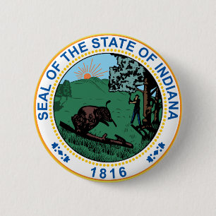 Bóton Redondo 5.08cm Selo do Estado de Indiana
