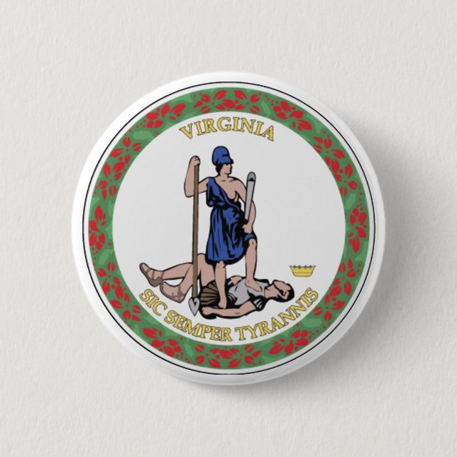 Bóton Redondo 5.08cm Selo do estado de Virgínia (Frente)