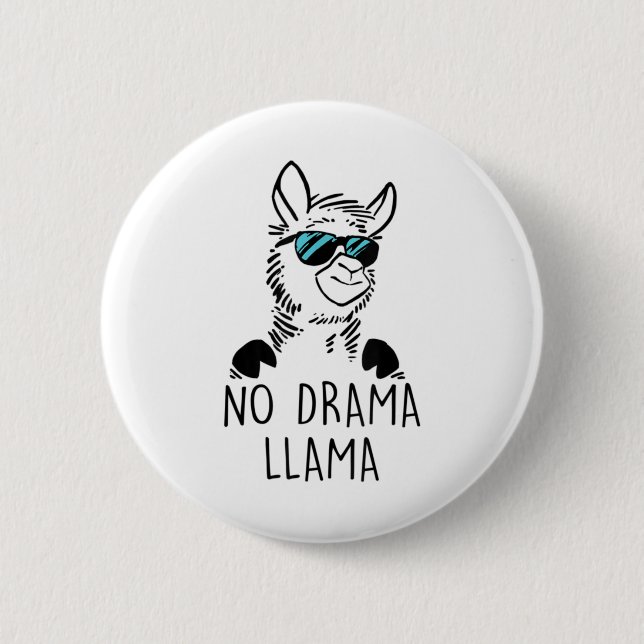 Bóton Redondo 5.08cm Sem Drama Llama Engraçado Camisa Lama (Frente)