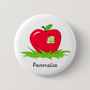 Bóton Redondo 5.08cm Sem-fim em Apple vermelho com nome