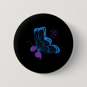 Bóton Redondo 5.08cm Semicolon 988 Borboleta Prevenção Suicídio Awarene
