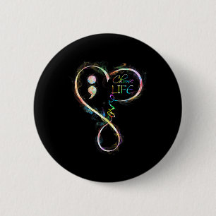 Bóton Redondo 5.08cm Semicolon de Sensibilização para a Prevenção ao Su